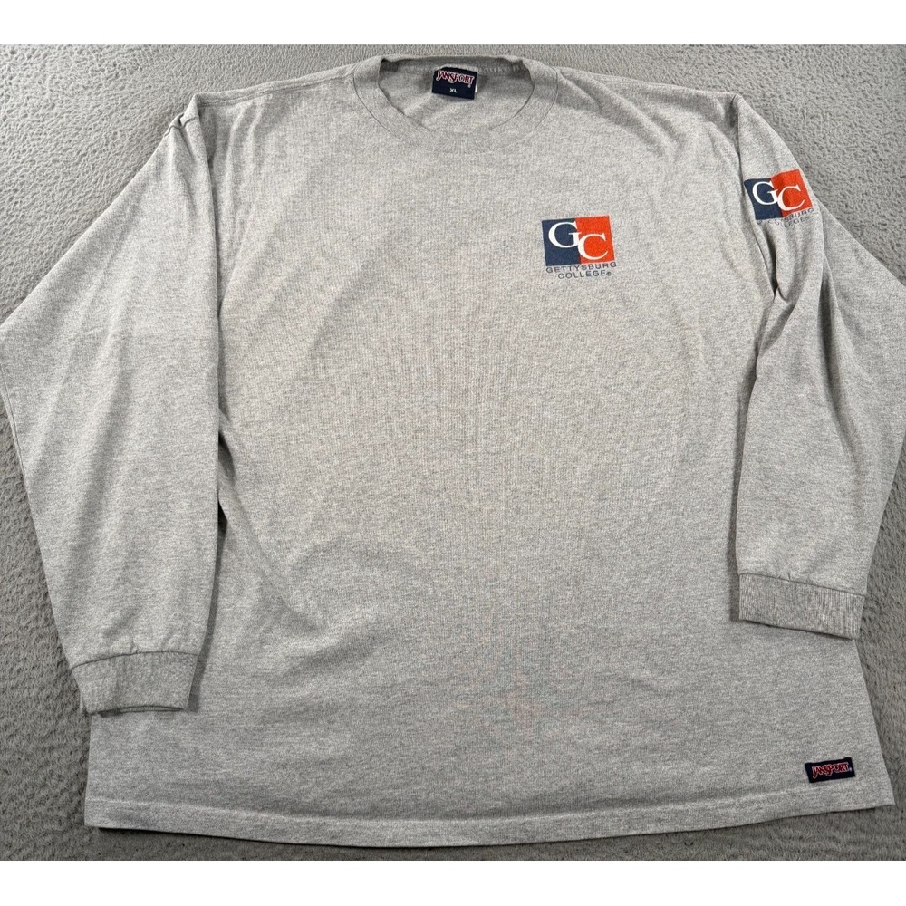 Vintage JanSport Gettysburg College Shirt Mens XL Gray Long Sleeve Made In USA‎